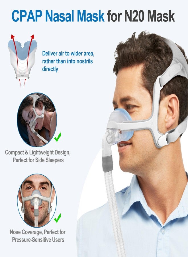 آيبيت وسادة قماشية لقناع الأنف Airfit N20 و Airtouch N20 - بغطاء قماشي ناعم يسمح بمرور الهواء لتوفير ملاءمة مريحة وإحكام غلق آمن - وسادة قناع الأنف IBEET لقناع الأنف N20 متوسط الحجم - Image 3